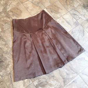 PAOLA FRANI taupe satin pleated skirt